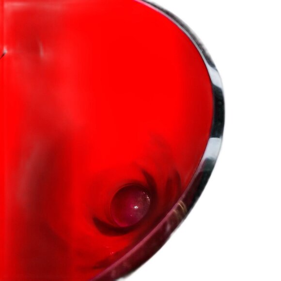 Vintage Handmade Ruby Red Classic Vase Bohemian Crystal Glass 10" Tall In Box - Picture 5 of 7